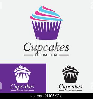 Cupcake Logo design vector template. Cupcakes bakery icon. Stock Vector