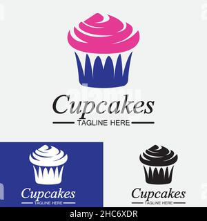 Cupcake Logo design vector template. Cupcakes bakery icon. Stock Vector