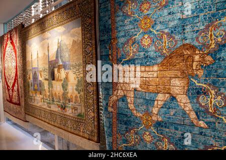 Ancient artifacts displayed in the Iran Pavilion of Expo 2020 in Dubai, UAE Stock Photo
