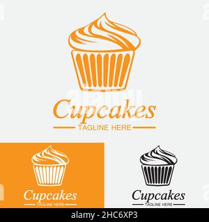 Cupcake Logo design vector template. Cupcakes bakery icon. Stock Vector