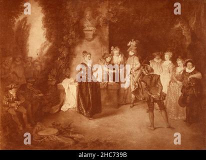 The French Comedy, painting by French artist Jean-Antoine Watteau, Munich 1897 Stock Photo