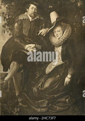 Portrait of the Artist with his First Wife, painting by Flemish artist Peter Paul Rubens, Munich 1897 Stock Photo