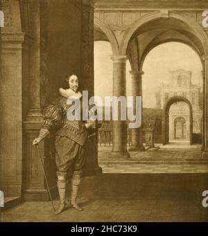 Portrait of King Charles I of England, painting by Dutch artist Hendrik van Steenwijck the Younger, Munich 1897