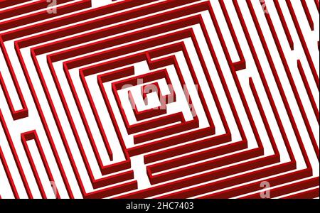 Red Labyrinth isolated on white Background Stock Vector