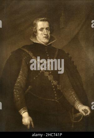 Portrait of King Philip IV of Spain, painting by Flemish artist Peter Paul Rubens, Munich 1897 Stock Photo