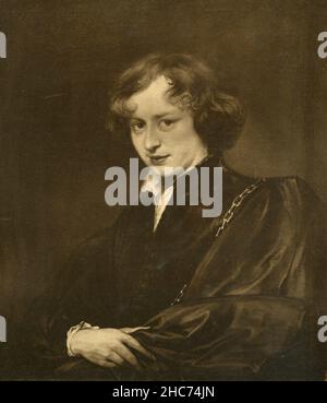 Self-Portrait of the Artist, painting by Flemish artist Anthony van Dyck, Munich 1897 Stock Photo