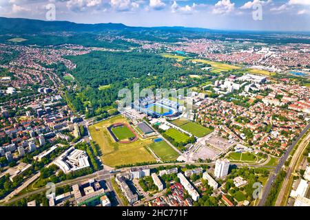 Zagreb. Maksimir park and stadium in Zagreb aerial view. Capital of Croatia Stock Photo