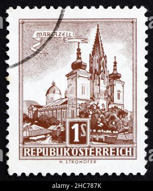 AUSTRIA - CIRCA 1957: a stamp printed in the Austria shows Mariazell, circa 1957 Stock Photo