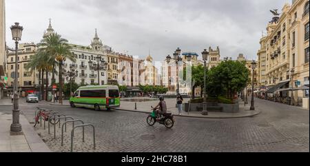 Córdoba Spain - 09 13 2021: View at the Tendillas square, Plaza de las tendillas, considered as the city’s main square,classic buildings, fountains, t Stock Photo