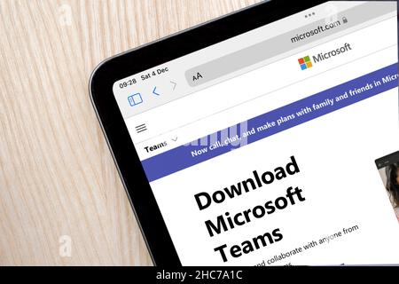 Ostersund, Sweden - Dec 4, 2021: Microsoft Teams website on a tablet. Teams is a unified team communication and collaboration platform with workplace Stock Photo