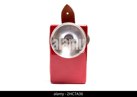 Old flashlight isolated on white background Stock Photo