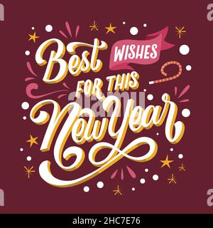 hand drawn flat new year lettering abstract design vector illustration Stock Vector