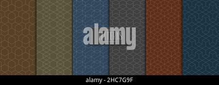 Set of geometric pattern polygonal shape. Colorful background seamless with lines modern stylish Stock Vector