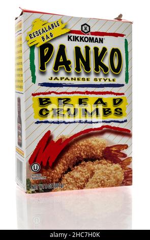 Winneconne, WI -7 December 2021: A package of Kikkoman Panko Japanese bread crumbs on an isolated background Stock Photo