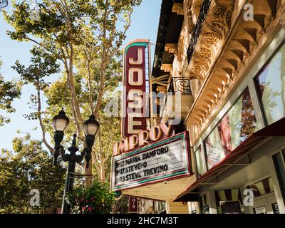 San Jose Improv Comedy Club neon sign, in downtown San Jose, California Stock Photo