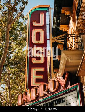 San Jose Improv Comedy Club neon sign, in downtown San Jose, California Stock Photo