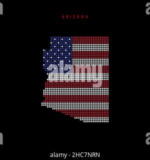 Square dots pattern map of Arizona. Dotted pixel map with flag isolated ...