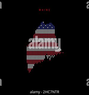Square dots pattern map of Maine. Dotted pixel map with flag isolated ...