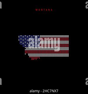 Square dots pattern map of Montana. Dotted pixel map with flag isolated ...