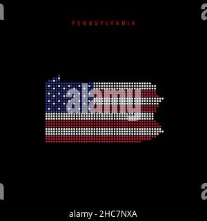 Square dots pattern map of Pennsylvania. Dotted pixel map with flag ...
