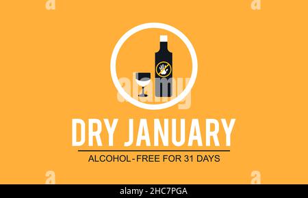 Dry January - Creative Vector design for banner, poster, tshirt, card. Stock Vector