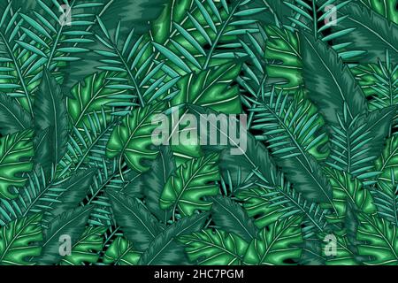 tropical green leaves background. leaves green background vector design. abstract leaves background Stock Vector