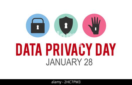January 28 - Data Privacy day. Vector template for banner, poster, tshirt, card. Stock Vector