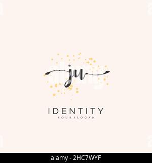 JU Handwriting logo vector art of initial signature, wedding, fashion, jewerly, boutique, floral and botanical with creative template for any company Stock Vector