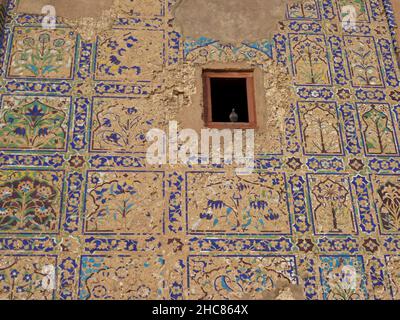 Closeup of mural paintings of a house in Vrindavan Stock Photo