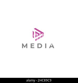 Minimalist Simple Colorful MEDIA Play logo design Stock Vector
