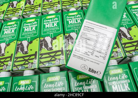 ASDA own-label semi skimmed milk cartons against white background. For ...
