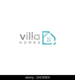 Minimalist design Villa home room view logo design Stock Vector