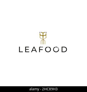 Modern LEAF FOOD Flower Abstract fork logo design Stock Vector