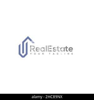 Minimalist flat simple Real Estate logo design Stock Vector