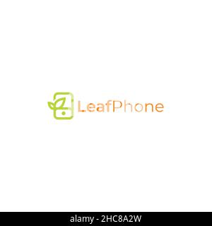 Minimalist Leaf Phone Tech Plants logo design Stock Vector