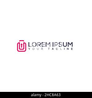 Flat Simple Colorful Suitcase Bag logo design Stock Vector
