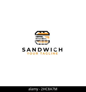 Minimalist flat simple Sandwich eat logo design Stock Vector