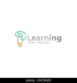 Modern Abstract Lamp Light Learning logo design Stock Vector