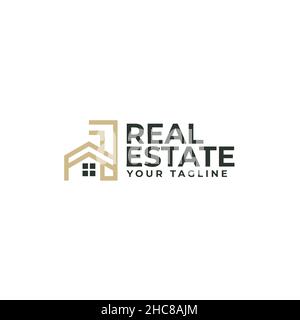 Modern flat simple Real Estate build logo design Stock Vector