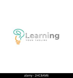 Modern Abstract Lamp Light Learning logo design Stock Vector