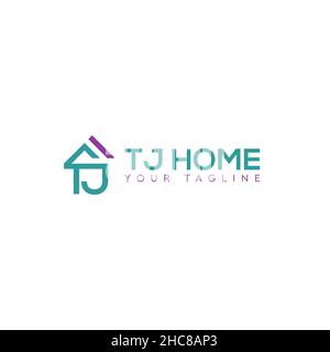 Minimalist flat initial TJ TJ home logo design Stock Vector