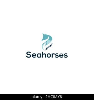 Modern simple design Sea horses ocean logo design Stock Vector