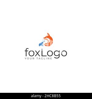 Modern flat design Fox Logo creative logo design Stock Vector