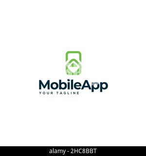 Minimalist Simple Mobile App Phone logo design Stock Vector
