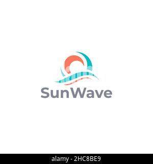 Modern design flat colorful Sun Wave logo design Stock Vector
