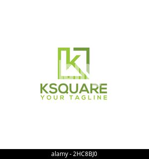 Flat Letter Mark Initial K SQUARE Logo design Stock Vector