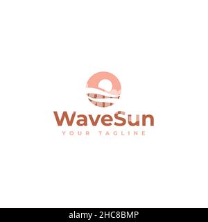 Modern design flat colorful Wave Sun logo design Stock Vector