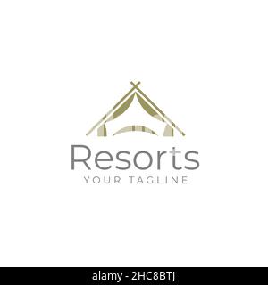 Minimalist flat simple design Resort logo design Stock Vector