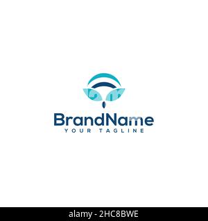 Minimalist Simple Colorful Leaf Plants Logo design Stock Vector