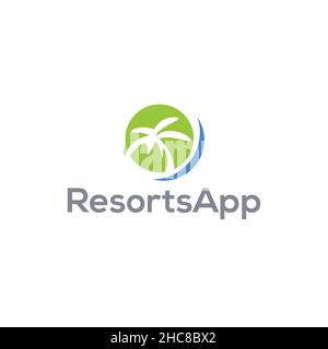 Minimalist simple design Resort App logo design Stock Vector